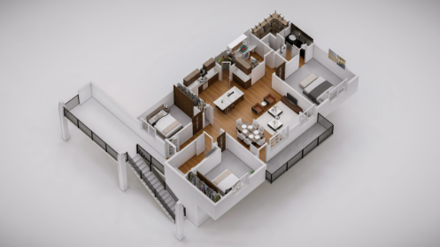 Floor plan for 3 beds, 2 baths, 1318 sqft